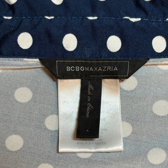 BCBG MaxAzria Polka Dot Snap Button Down Cap Sleeve Sz Large - Picture 8 of 10